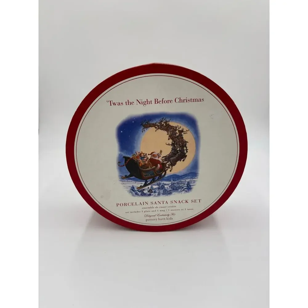 Pottery Barn  Kids 'Twas the Night Before Christmas Porcelin Santa snack Set